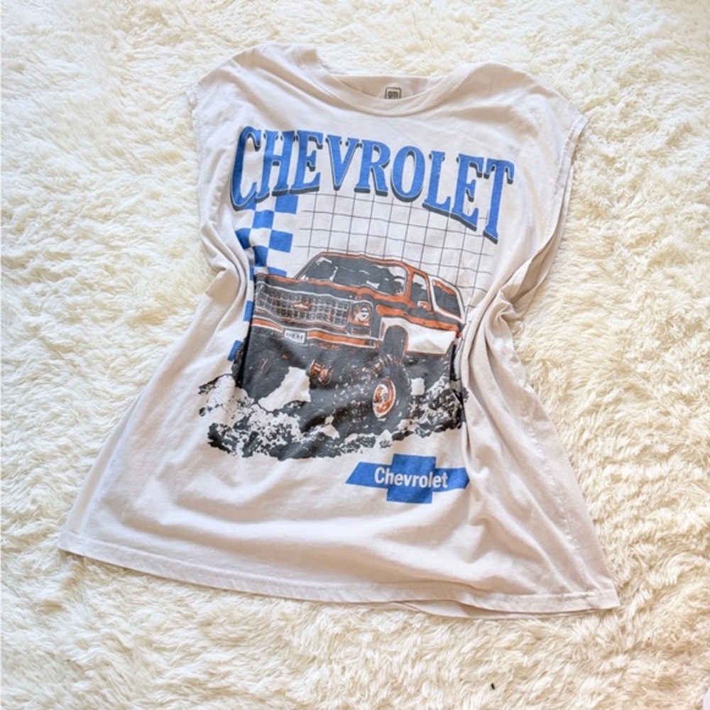 White Oversized Sleeveless Graphic T-Shirt